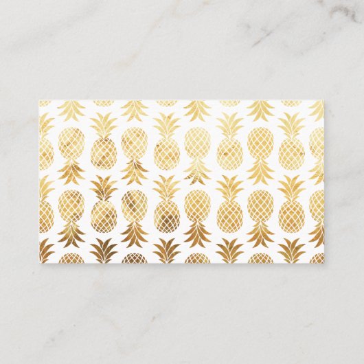RSVP Online Kaart met Gold Pineapples & Script Visitekaartje (Achterkant)
