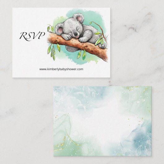 RSVP Online Koala Baby shower Informatiekaartje (Voorkant / Achterkant)