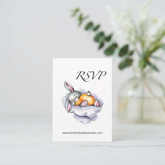 RSVP Online Little Bunny Baby shower Enclosure Ca Informatiekaartje (Staand voorkant)