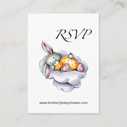 RSVP Online Little Bunny Baby shower Enclosure Ca Informatiekaartje (Voorkant)