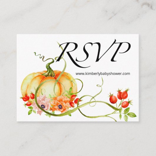 RSVP Online Little Pumpkin Floral Baby shower Informatiekaartje (Voorkant)