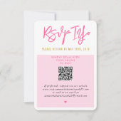 RSVP ONLINE mooie roze witte harten gouden qrcode Kaartje (Voorkant)