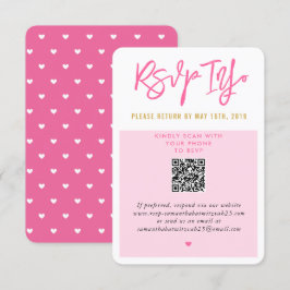 RSVP ONLINE mooie roze witte harten gouden qrcode Kaartje