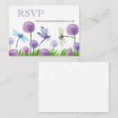 RSVP Online Paarse Waterverf Floral Wedding Informatiekaartje (Voorkant / Achterkant)