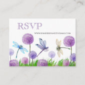 RSVP Online Paarse Waterverf Floral Wedding Informatiekaartje (Voorkant)