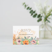 RSVP Online Poppies Waterverf Floral Wedding Informatiekaartje (Staand voorkant)