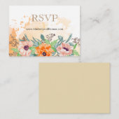 RSVP Online Poppies Waterverf Floral Wedding Informatiekaartje (Voorkant / Achterkant)