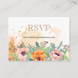RSVP Online Poppies Waterverf Floral Wedding Informatiekaartje