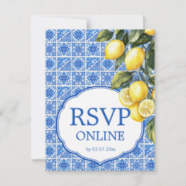 🌈 RSVP Online + QR Azul & Limone Romance Kaartje
