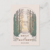 RSVP online QR Code Eenvoudig Elegant Rustiek Bos Informatiekaartje (Voorkant)