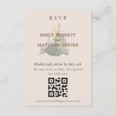 RSVP online QR Code Eenvoudig Elegant Rustiek Bos Informatiekaartje (Achterkant)