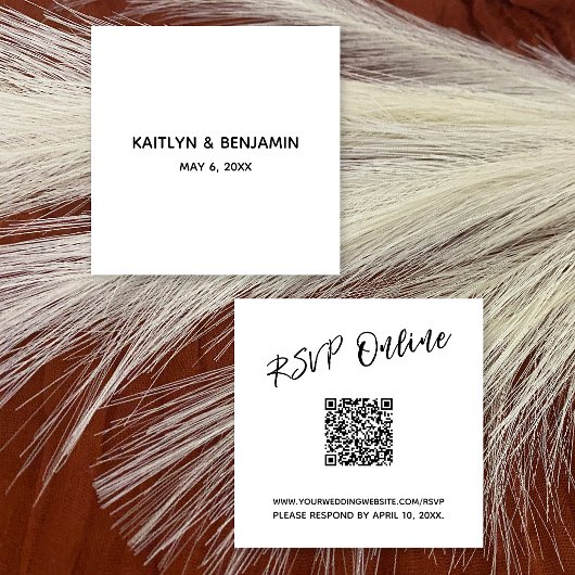 RSVP Online QR-code minimalistische huwelijkscript Informatiekaartje