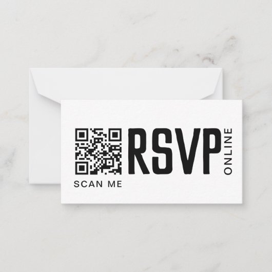 RSVP Online QR Code Weddenschap Website Notitiekaartje (Voorkant)