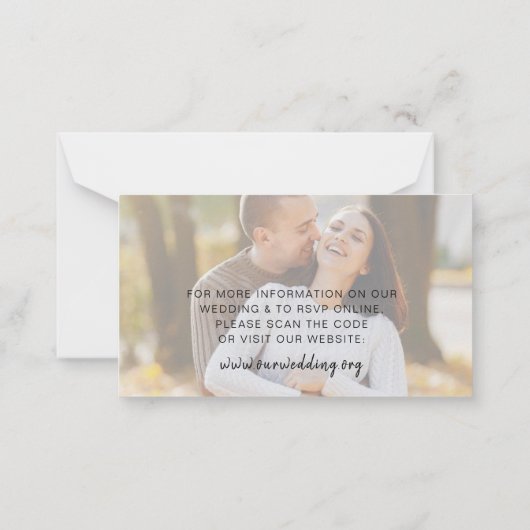 RSVP Online QR Code Weddenschap Website Notitiekaartje (Achterkant)