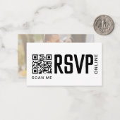 RSVP Online QR Code Weddenschap Website Notitiekaartje (Voorkant / Achterkant in situ)