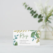 RSVP Online Reply Waterverf Wedding Tea Leaves Informatiekaartje (Staand voorkant)