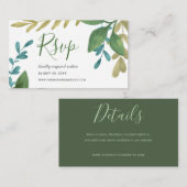 RSVP Online Reply Waterverf Wedding Tea Leaves Informatiekaartje (Voorkant / Achterkant)