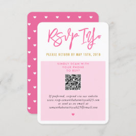 RSVP ONLINE  roze witte harten gouden qrcode