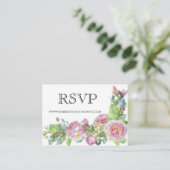RSVP Online Rozen Waterverf Floral Wedding Enclos Informatiekaartje (Staand voorkant)