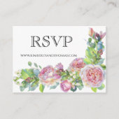 RSVP Online Rozen Waterverf Floral Wedding Enclos Informatiekaartje (Voorkant)