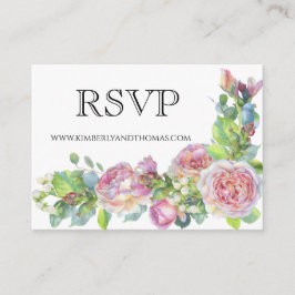 RSVP Online Rozen Waterverf Floral Wedding Enclos Informatiekaartje