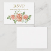 RSVP Online Rozen Waterverf Floral Wedding Informatiekaartje (Voorkant / Achterkant)