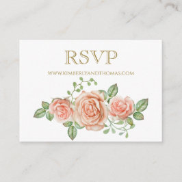 RSVP Online Rozen Waterverf Floral Wedding Informatiekaartje