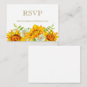 RSVP Online Sunflower Waterverf Floral Wedding Informatiekaartje (Voorkant / Achterkant)
