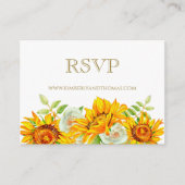 RSVP Online Sunflower Waterverf Floral Wedding Informatiekaartje (Voorkant)
