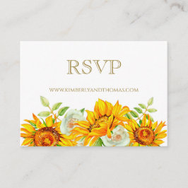 RSVP Online Sunflower Waterverf Floral Wedding Informatiekaartje