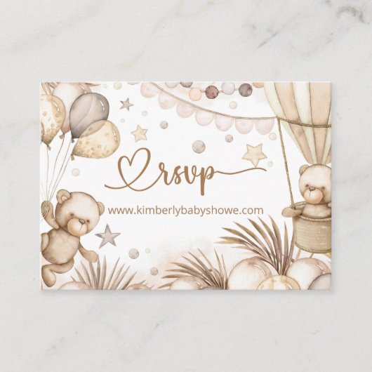 RSVP Online Teddy Bear Baby Baby Informatiekaartje (Voorkant)