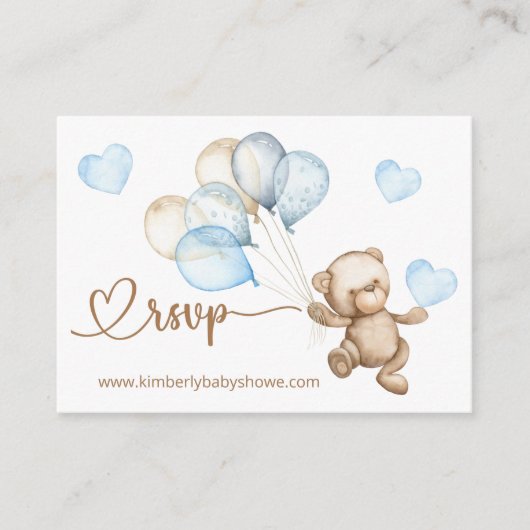 RSVP Online Teddy Bear Baby Baby shower Enclo Informatiekaartje (Voorkant)