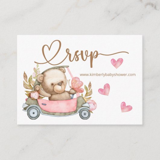 RSVP Online Teddy Bear Baby Baby shower Enclo Informatiekaartje (Voorkant)