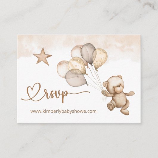 RSVP Online Teddy Bear Baby Baby shower Informatiekaartje (Voorkant)