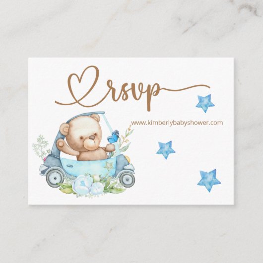 RSVP Online Teddy Bear Baby Baby shower Informatiekaartje (Voorkant)