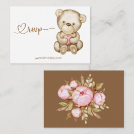 RSVP Online Teddy Bear Baby Baby shower Informatiekaartje