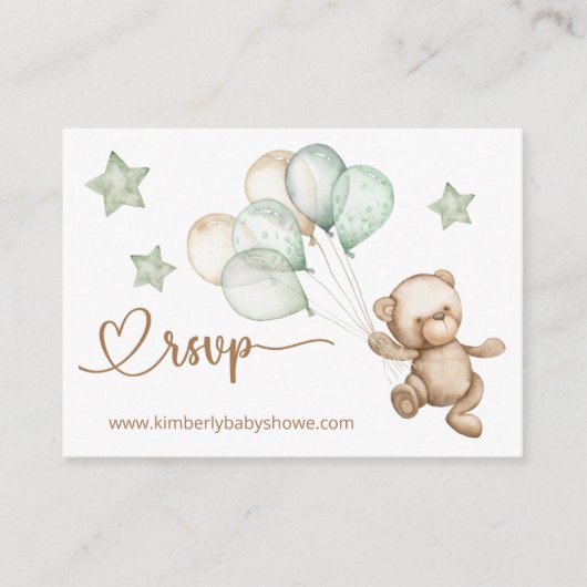 RSVP Online Teddy Bear Baby Baby shower Informatiekaartje (Voorkant)