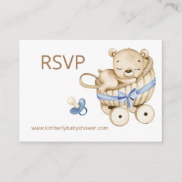 RSVP Online Teddybeer Baby Boy Beer Baby shower Informatiekaartje