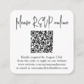 RSVP Online Weddenschap QR-code & fotovierkant Informatiekaartje (Voorkant)