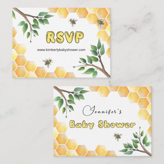 RSVP Online Weefselwebsite Baby shower Enclos Informatiekaartje (Voorkant / Achterkant)