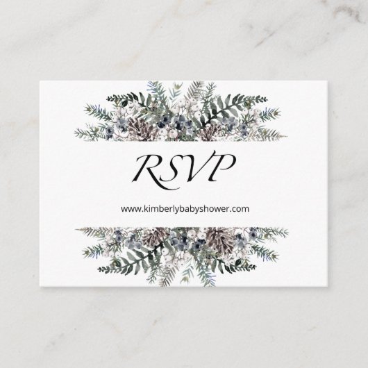 RSVP Online Winter Baby shower Enclosure Card Informatiekaartje (Voorkant)