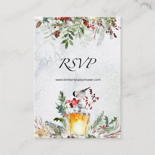 RSVP Online Winter Baby shower Enclosure Card Informatiekaartje (Voorkant)