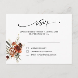 RSVP op Spaanse huwelijkskaart Briefkaart