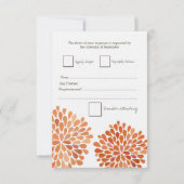 RSVP Oranje herfst Floral Blooms Weddenskaart (Achterkant)