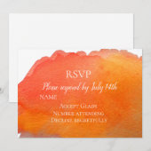 RSVP oranje moderne waterverf RSVP Kaart (Voorkant / Achterkant)