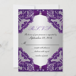 RSVP Paarse en Silver Wedding Uitnodiging