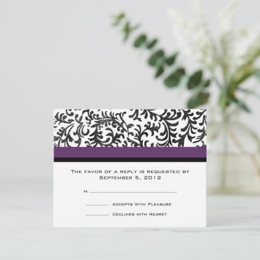 RSVP Paarse en zwarte bruiloft (Staand voorkant)