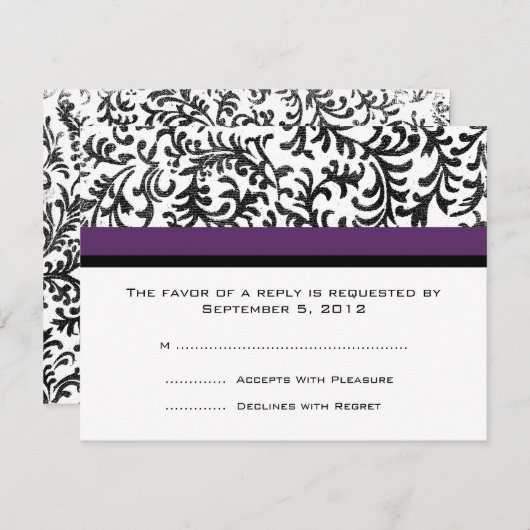 RSVP Paarse en zwarte bruiloft (Voorkant / Achterkant)