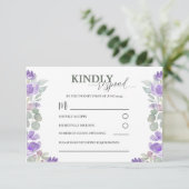 RSVP Paarse Floral Waterverf bruiloft (Staand voorkant)