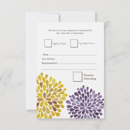 RSVP Paarse geelbloei-stemkaart (Achterkant)